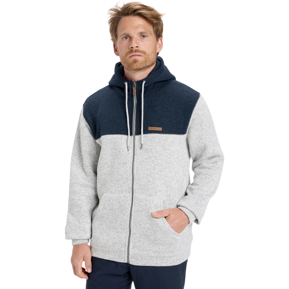 2026 Quiksilver Da Uomo Felpa Con Cappuccio E Zip Integrale Keller Block EQYFT05122 - Light Grey Heather